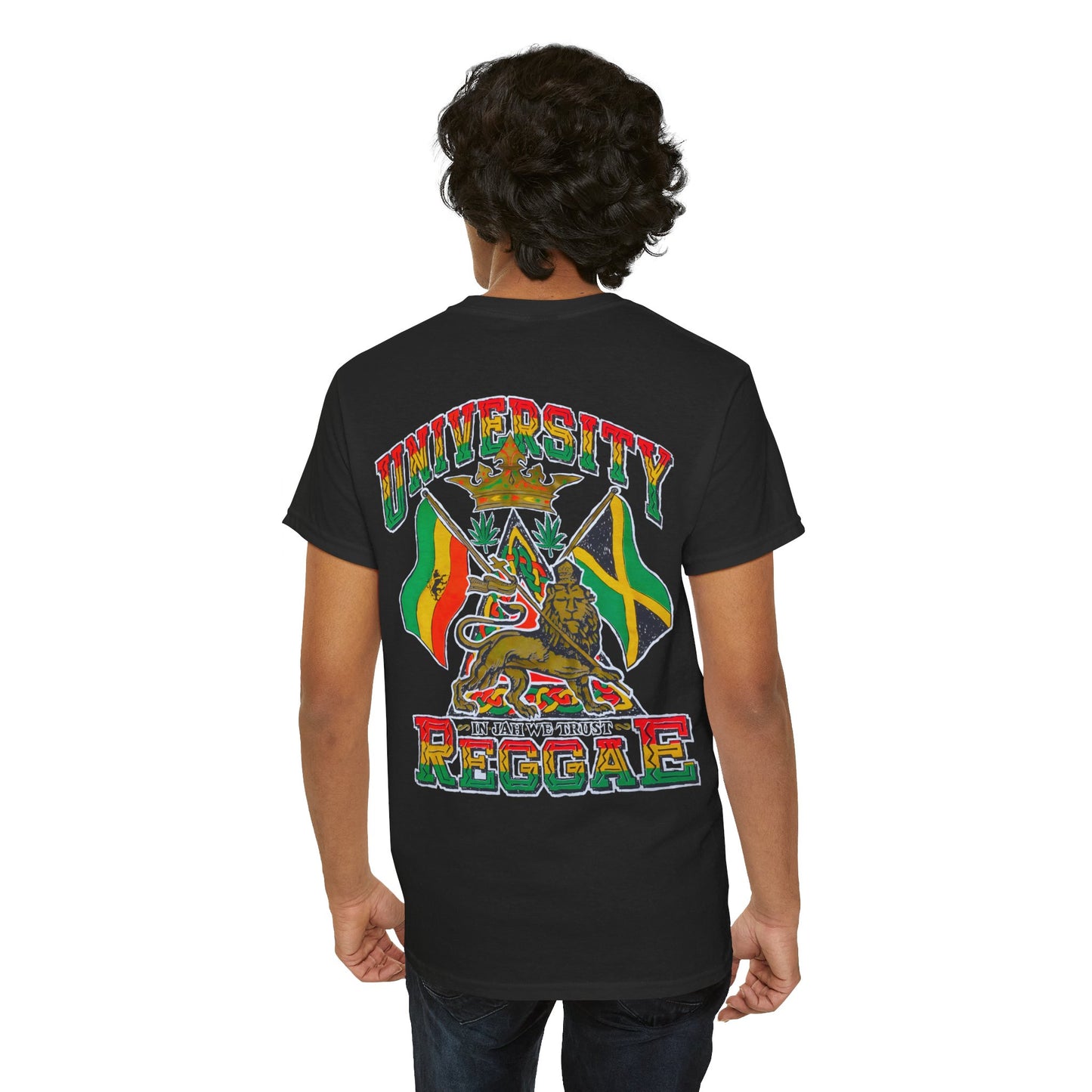 Jawaiian Strength University Reggae In Jah We Trust Vintage Design 90s New Print Unisex Heavy Cotton Tee