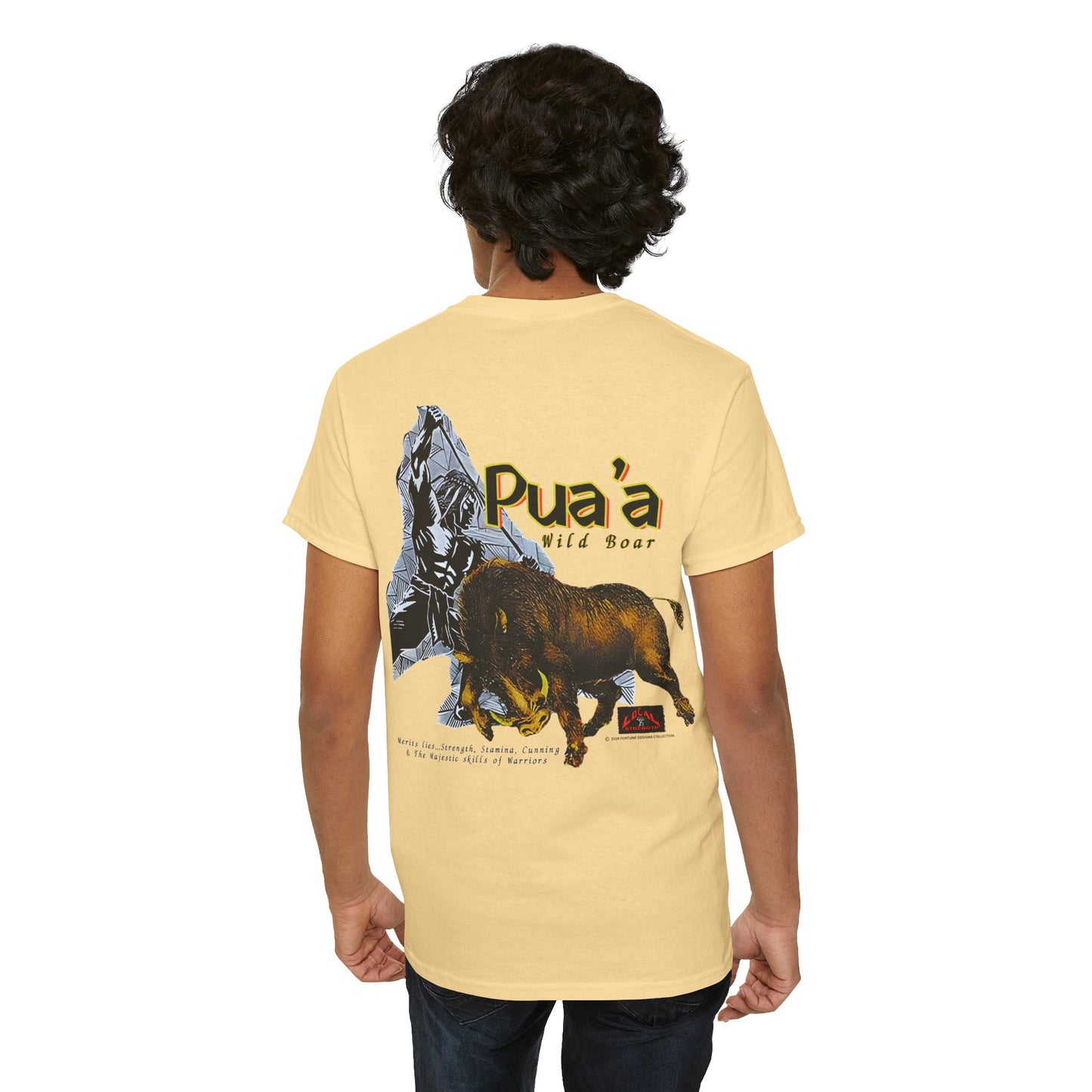 Local Strength Pua'a Wild Boar Vintage Design 90s New Print Unisex Heavy Cotton Tee