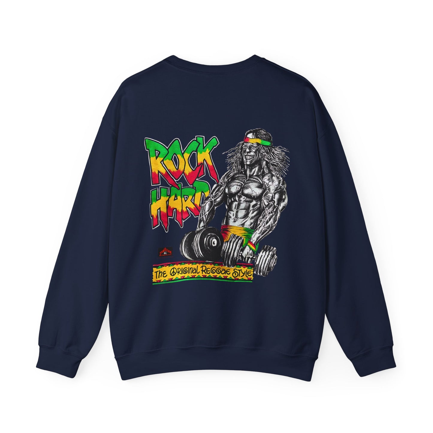 Jawaiian Strength Rock Hard The Original Reggae Style Vintage 90s Design New Print Unisex Heavy Blend™ Crewneck Sweatshirt