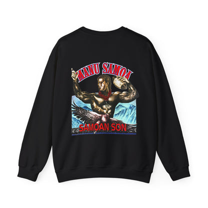 Samoan Strength Manu Samoa Samoan Son Vintage 90s Design New Print Unisex Heavy Blend™ Crewneck Sweatshirt