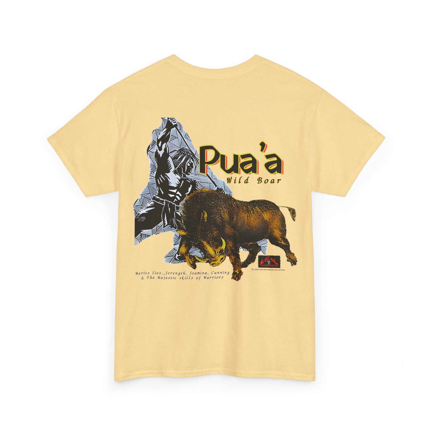 Local Strength Pua'a Wild Boar Vintage Design 90s New Print Unisex Heavy Cotton Tee