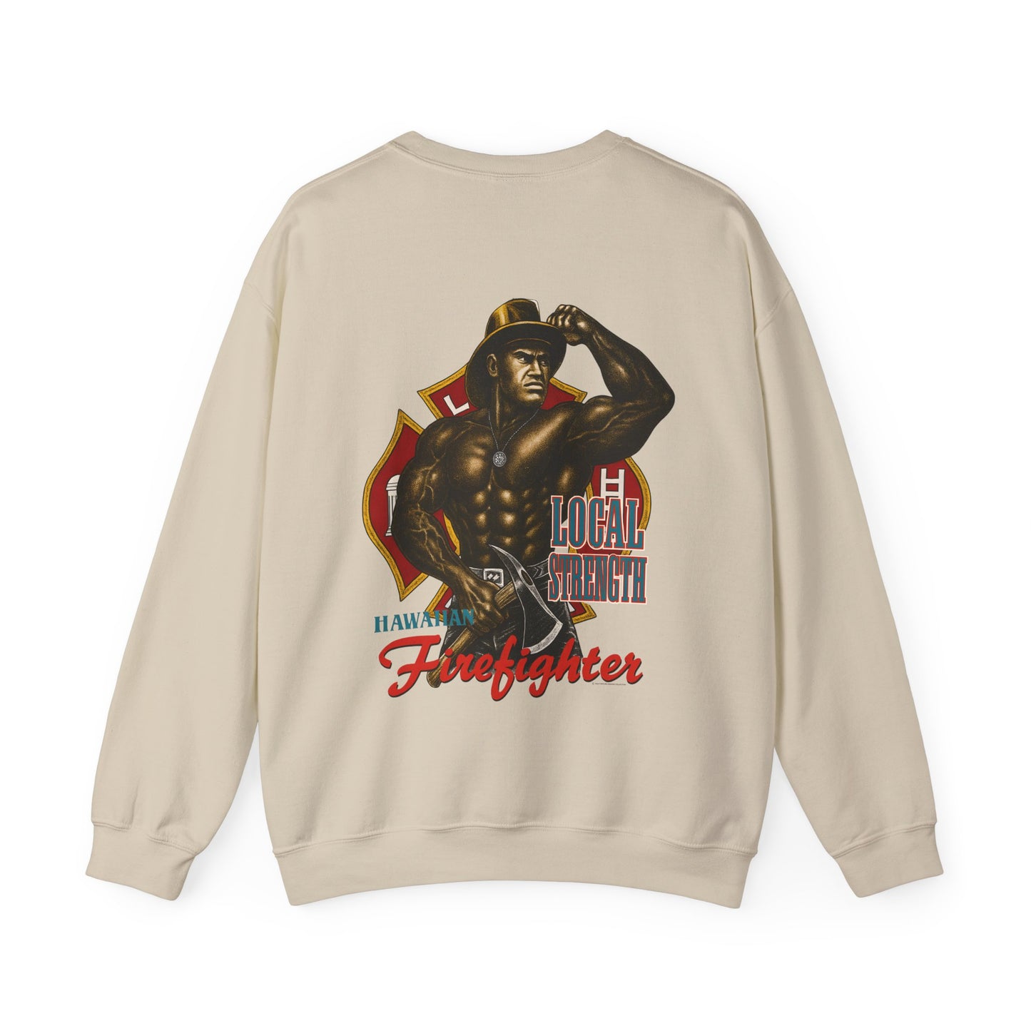 Hawaiian Strength Hawaiian Firefighter Local Strength Vintage Design 90s New Print Unisex Heavy Blend™ Crewneck Sweatshirt