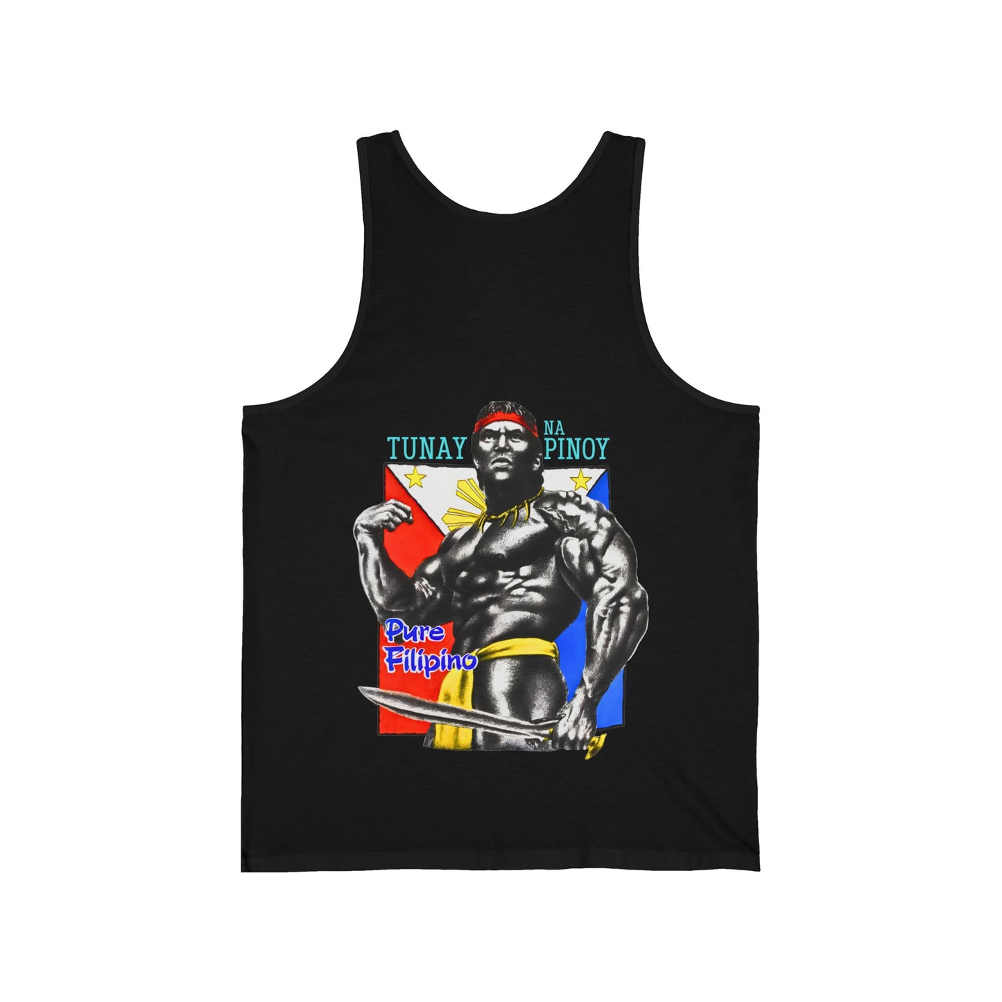Filipino Strength Jersey Tank with an original 90s Filipino shirt design, perfect for a Filipino streetwear look and Filipino clothing style, inspired by Filipino culture.